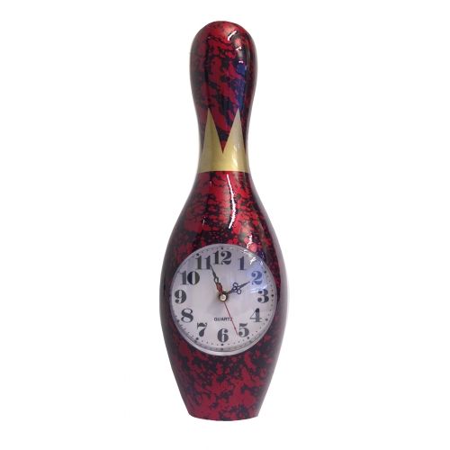 Bowling Clock Wall Red